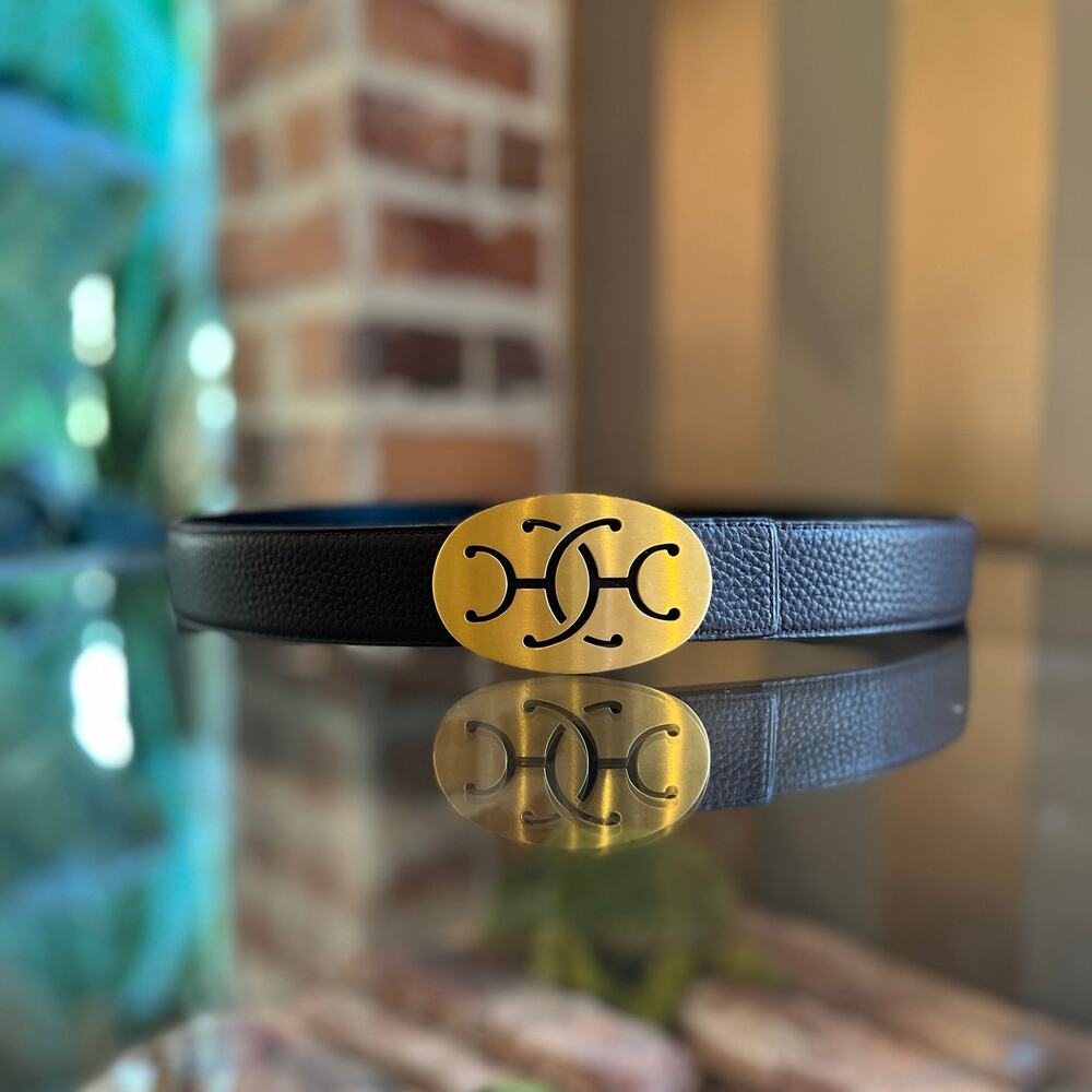 HERMES Phillipine Black/Brown Leather Reversible Belt SZ 85